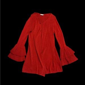 Loft red orange long sleeve cardigan women’s size medium Flared Sleeve